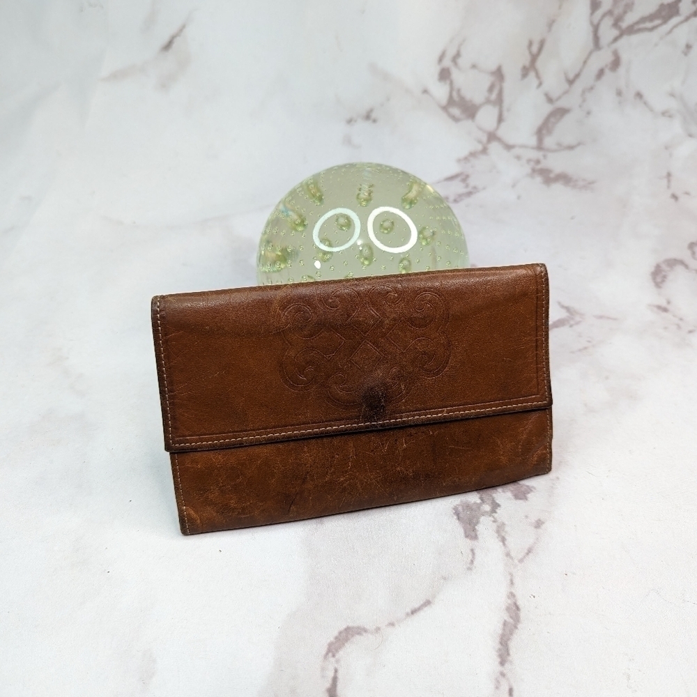 Vintage Wallet Tooled Leather Brown Cowhide Handmade Princess Gardner 50s 60s
